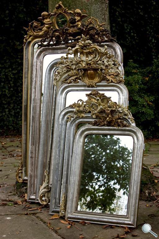gro-e-sammlung-von-franz-sischen-und-italienischen-antiken-spiegeln
